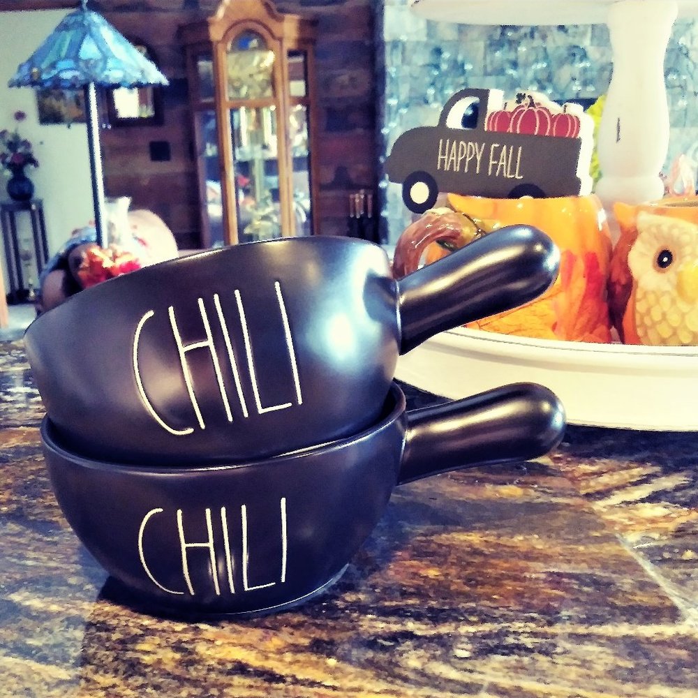 Pair of 2 Rae Dunn Classic Black Chili Crocks, Ceramic